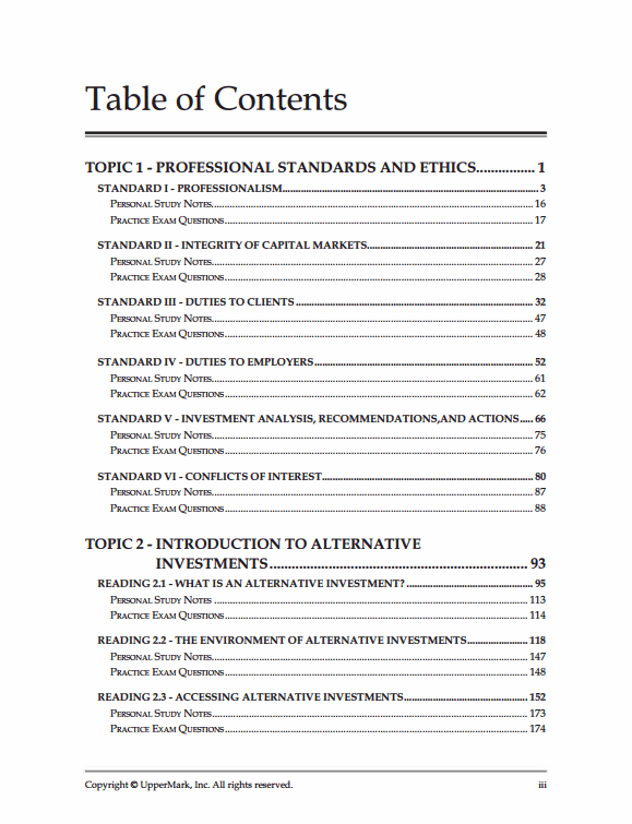 CAIA 2025 UpperMark Level 1 Study Handbook + Formula Sheet