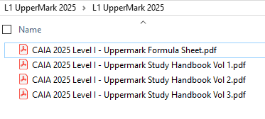 CAIA 2025 UpperMark Level 1 Study Handbook + Formula Sheet