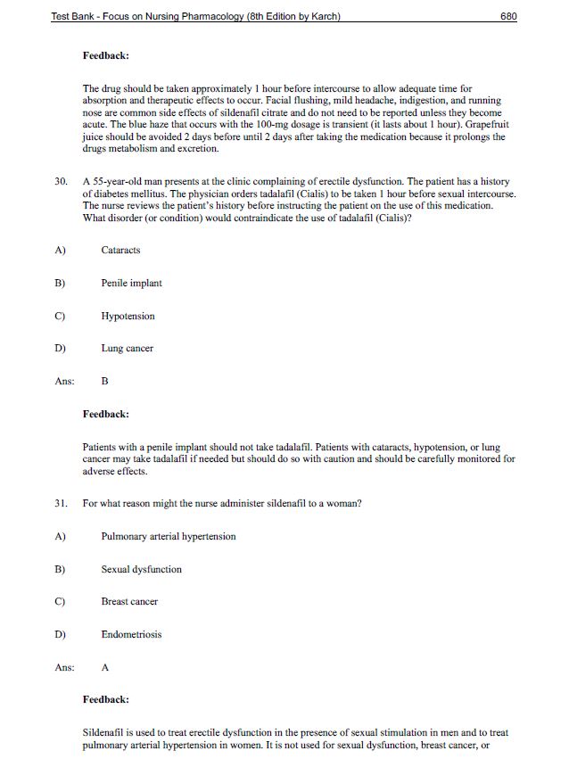 Test Bank Focus on Nursing Pharmacology 8th Edition