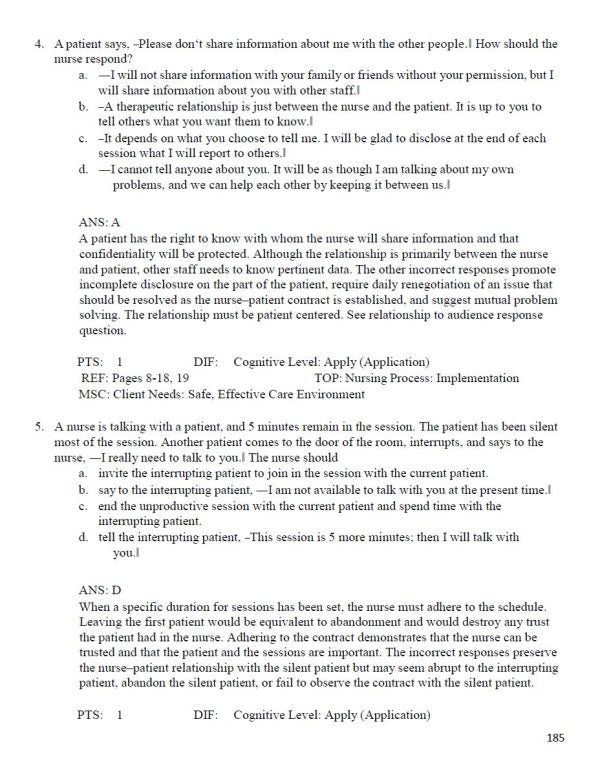 Test Bank Varcarolis Foundations of Psychiatric-Mental Health Nursing